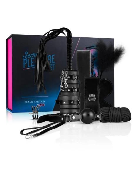 Secret Pleasure Chest - BDSM súprava - pokročilá - 14 dielov - čierna