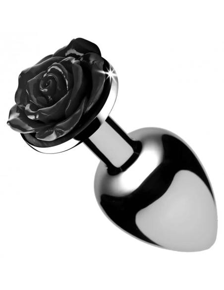 Booty Sparks Black Rose - análny kolík - hliník - strieborný/čierny