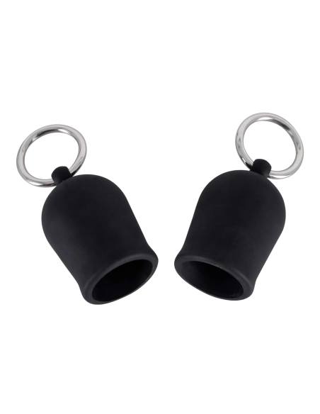 Black Velvets - prísavka na bradavky s kovovým krúžkom - čierna