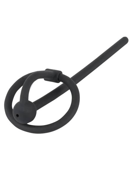 Penisplug - dilatátor na penis s dutinou - silikónový krúžok na žaluď - čierny