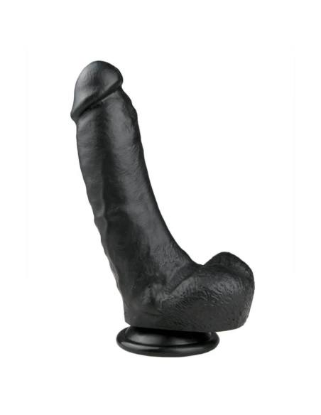 Easytoys - realistický dildo s prísavkou a semenníkmi - čierny 20 cm