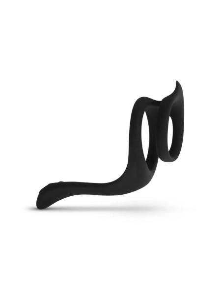 Easytoys - erekčný krúžok na penis a semenníky - flexibilný - čierny