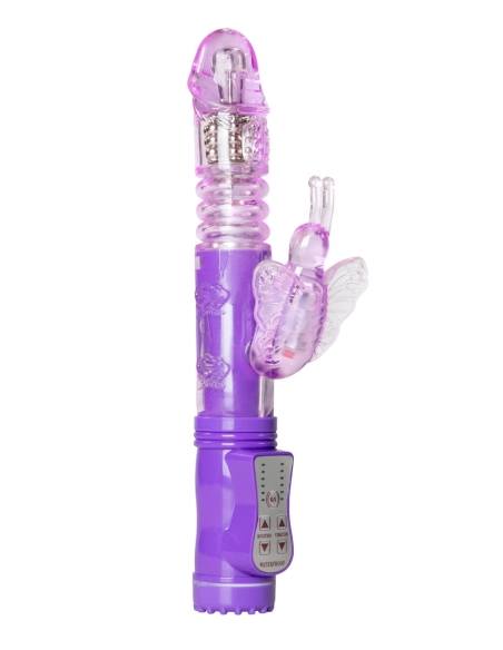 Easytoys - vibrátor s otáčaním a prirážaním - motýlik - fialový