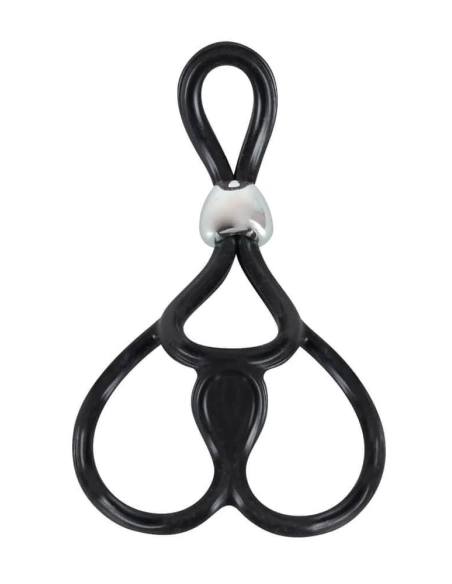 You2Toys - nastaviteľný trojitý krúžok na penis a semenníky - čierny