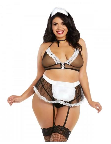 Cottelli Plus Size - súprava čipkovanej bielizne - čierna