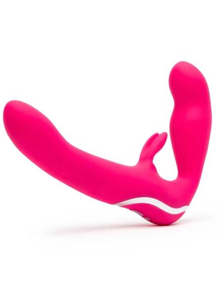 Happyrabbit - vibrátor bez popruhov - pripínací - vibračný - ružový