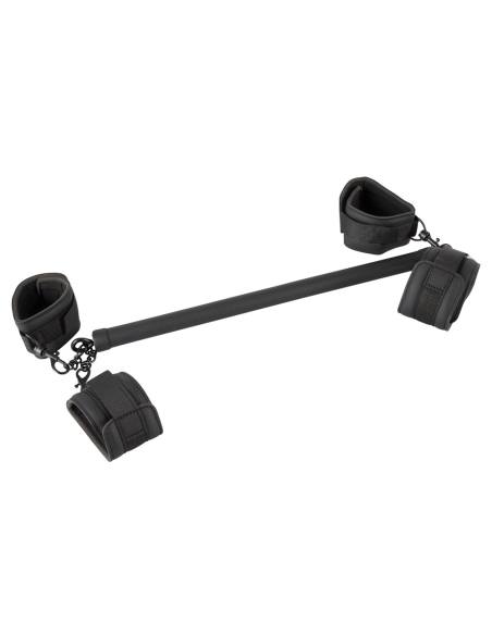Fetish - bondage sada s tyčou - umelá koža - čierna - 6 dielov
