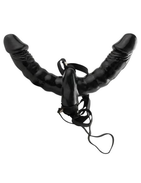 Fetish - dvojitý pripínací vibrátor - čierny Fetish - dvojitý pripínací vibrátor - čierny