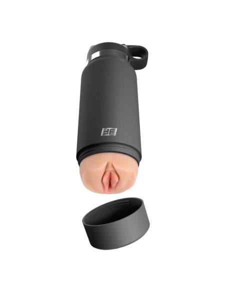 Fuck Flask Secret Delight - masturbátor v tvare fľaše - čierna/prírodná farba