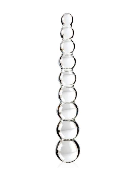 Icicles No. 2 - sklenené dildo s guľkami - priehľadné