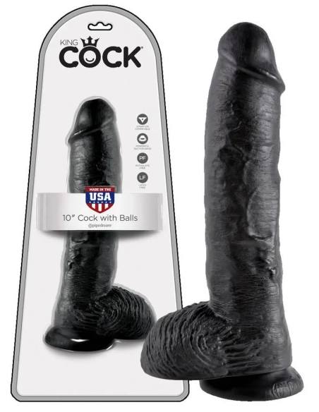 King Cock - realistický dildó s semenníkmi - 25 cm - čierny