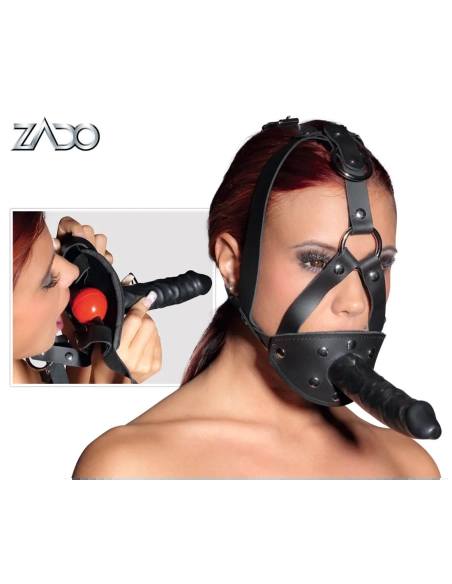 ZADO - kožený postroj s dildom (čierny)