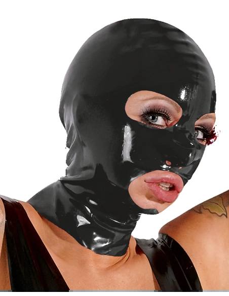 LATEX - erotická maska na orálny sex - latex - čierna