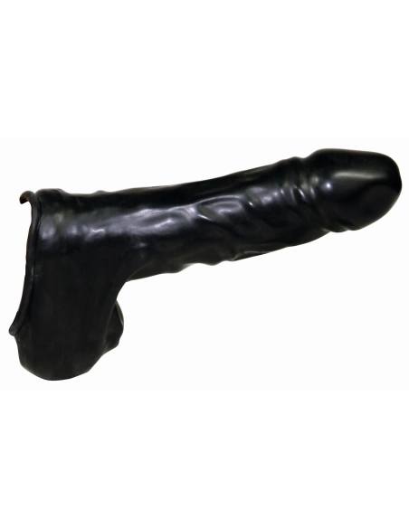 You2Toys - latex návlek na penis a semenníky - čierny - Be Bizarre