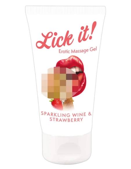 Lick it! - jedlý lubrikant 2v1 - jahoda-šampanské - 50 ml
