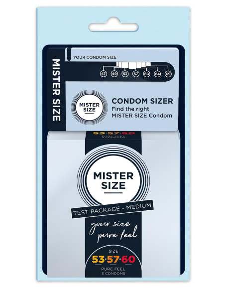 Mister Size - kondómy testovacia sada s meradlom penisu - 3 ks