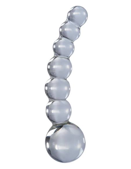 Icicles No. 66 - sklenené dildó s guľkami a ohybom - priehľadné