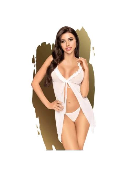 Penthouse - babydoll a tanga - priehľadné - biele