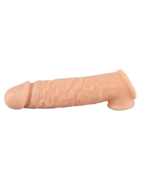 Realistixxx - erekčný návlek na penis s krúžkom - 16 cm - telová farba