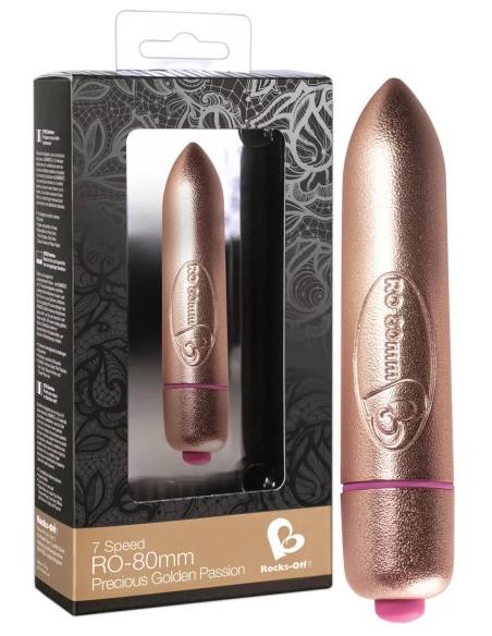 RO-80mm - mini vibrátor v tvare rúžu - 7 režimov - zlatý