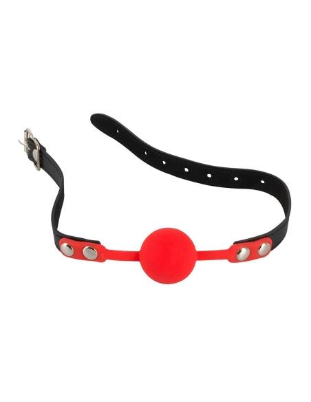 Bad Kitty - silikónová ústna páska s pútkom z koženky (červená)