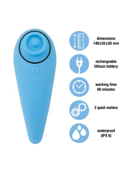 FEELZTOYS - vibrátor na klitoris 2v1 nabíjateľný - modrý