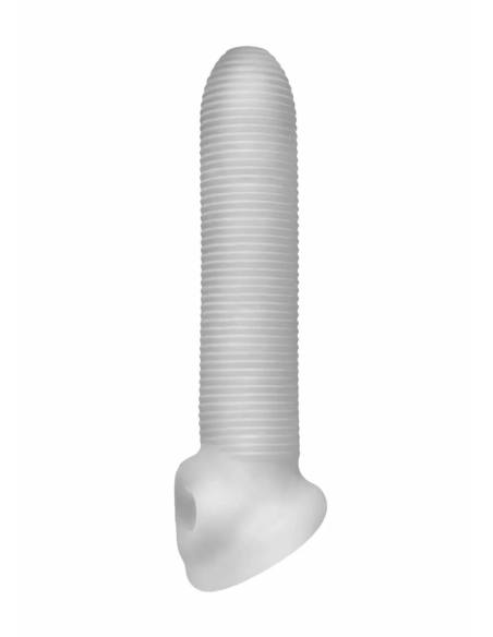 Fat Boy Micro Ribbed - púzdro na penis (19 cm) - mliečna biela