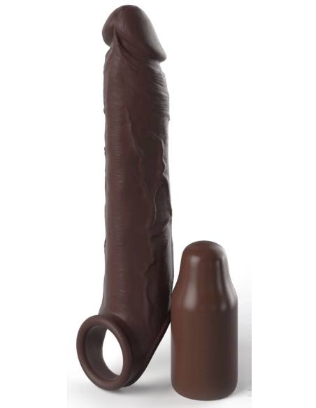 X-TENSION Elite 3 - návlek na penis s krúžkom - hnedý
