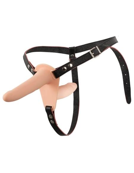 You2Toys - strap-on dvojitý vibrátor - telová farba