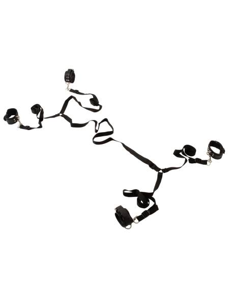 ZADO - kožený set na viazanie k posteli (čierny)