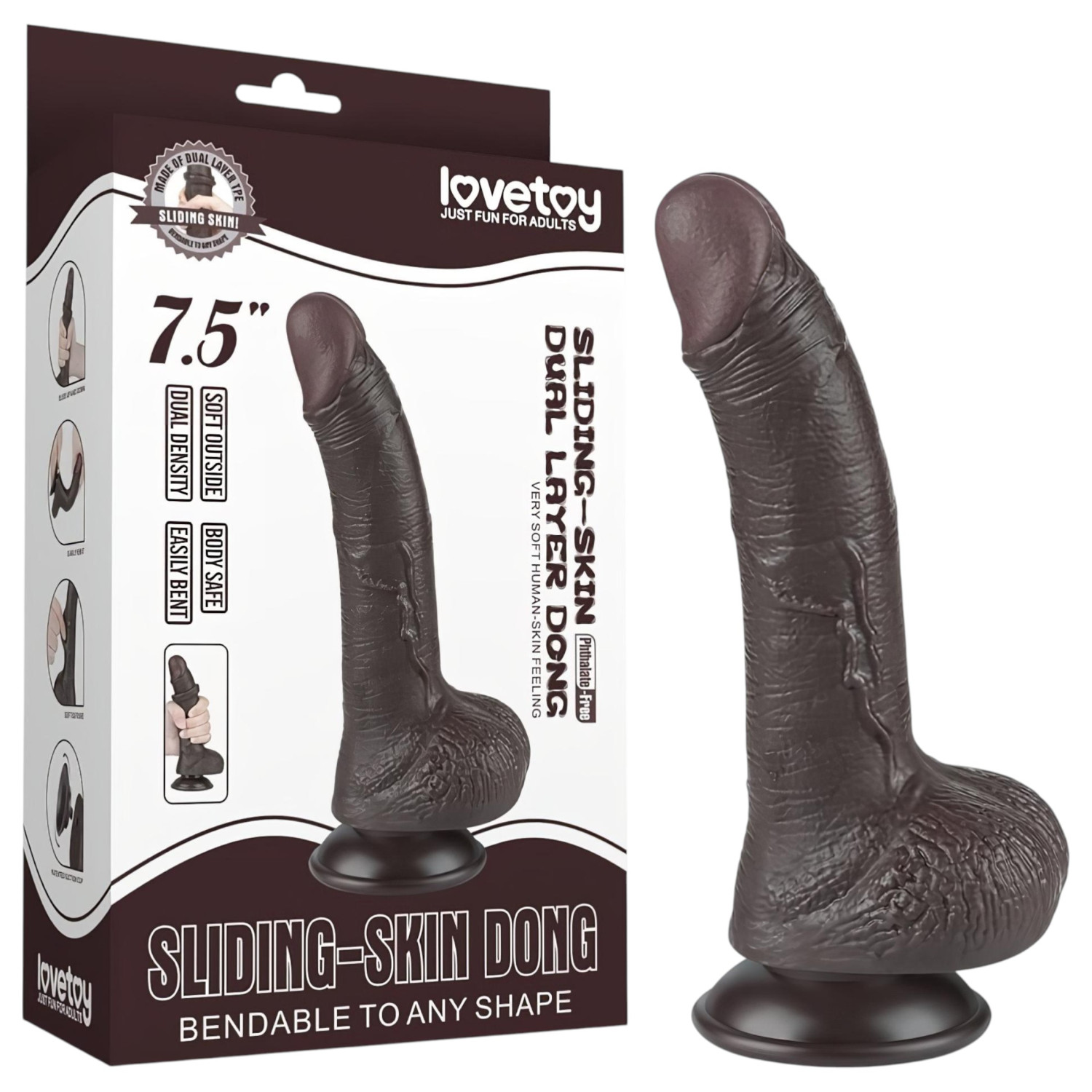 Sliding-Skin - dvojvrstvové dildo s prísavkou - 19