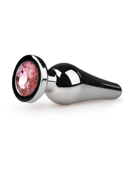 Easytoys - análny kolík s ružovým kameňom - kovový strieborný 3