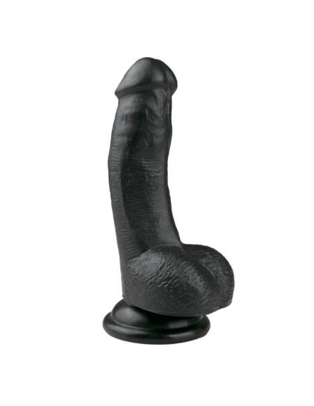Easytoys - realistický dildó s prísavkou a semenníkmi - čierny 15 cm