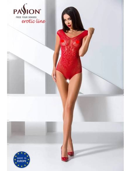 Passion - otvorený sieťovaný body - červený - S-L