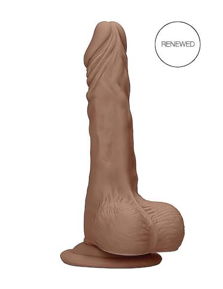 RealRock - realistický dildó s semenníkmi - 17 cm - tmavý odtieň