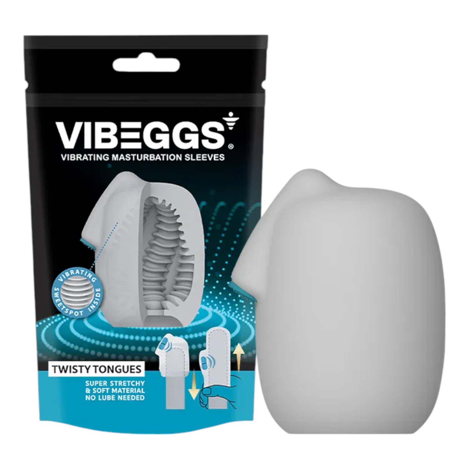 VIBEGGS Twisty Tongues - vibračné vajíčko masturbátor - biela