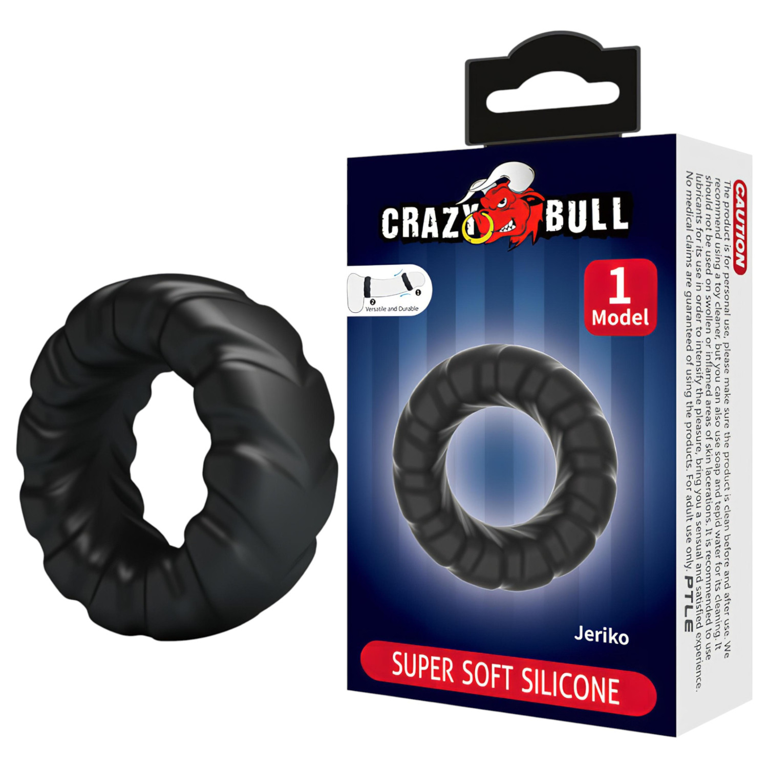 Crazy Bull - silikónový erekčný krúžok - extra silný - čierny