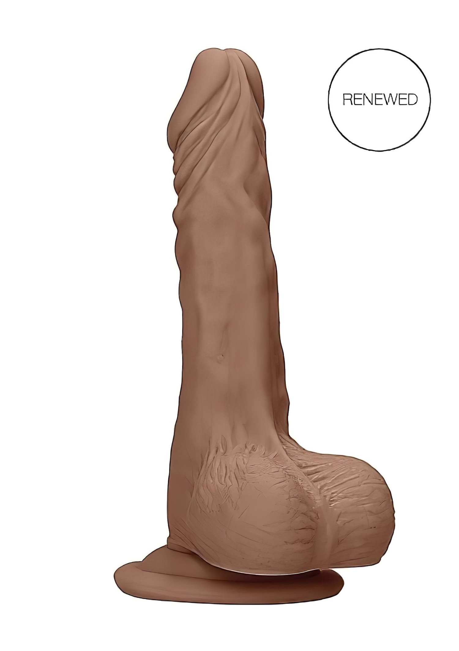 RealRock - realistický dildó s semenníkmi - 17 cm - tmavý odtieň
