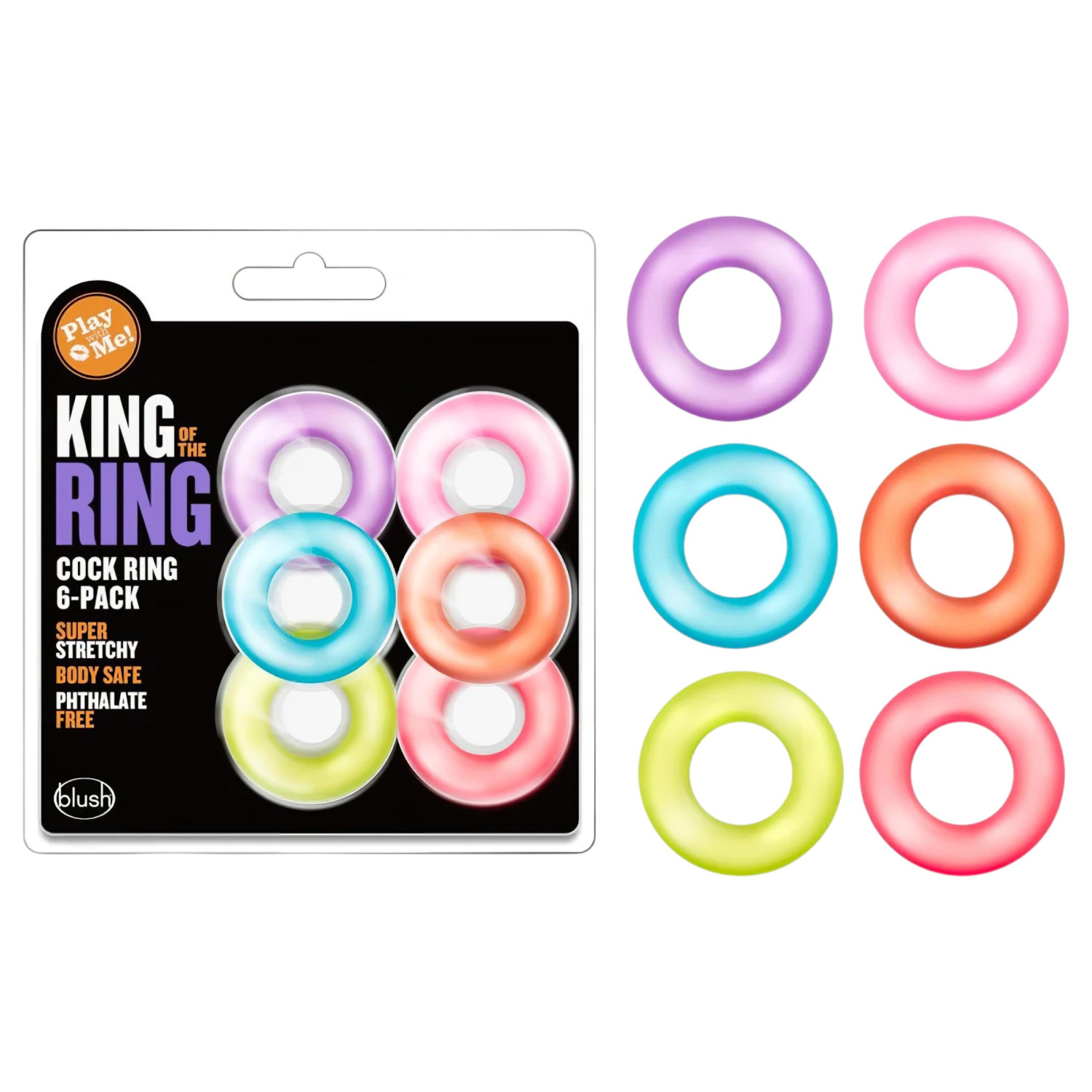 King of the Ring - erekčný krúžok set - farebné - 6 ks
