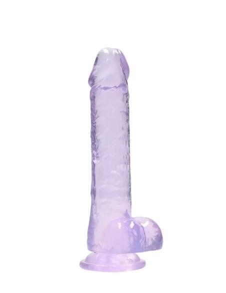 RealRock - realistický dildo - priehľadný fialový - 19 cm