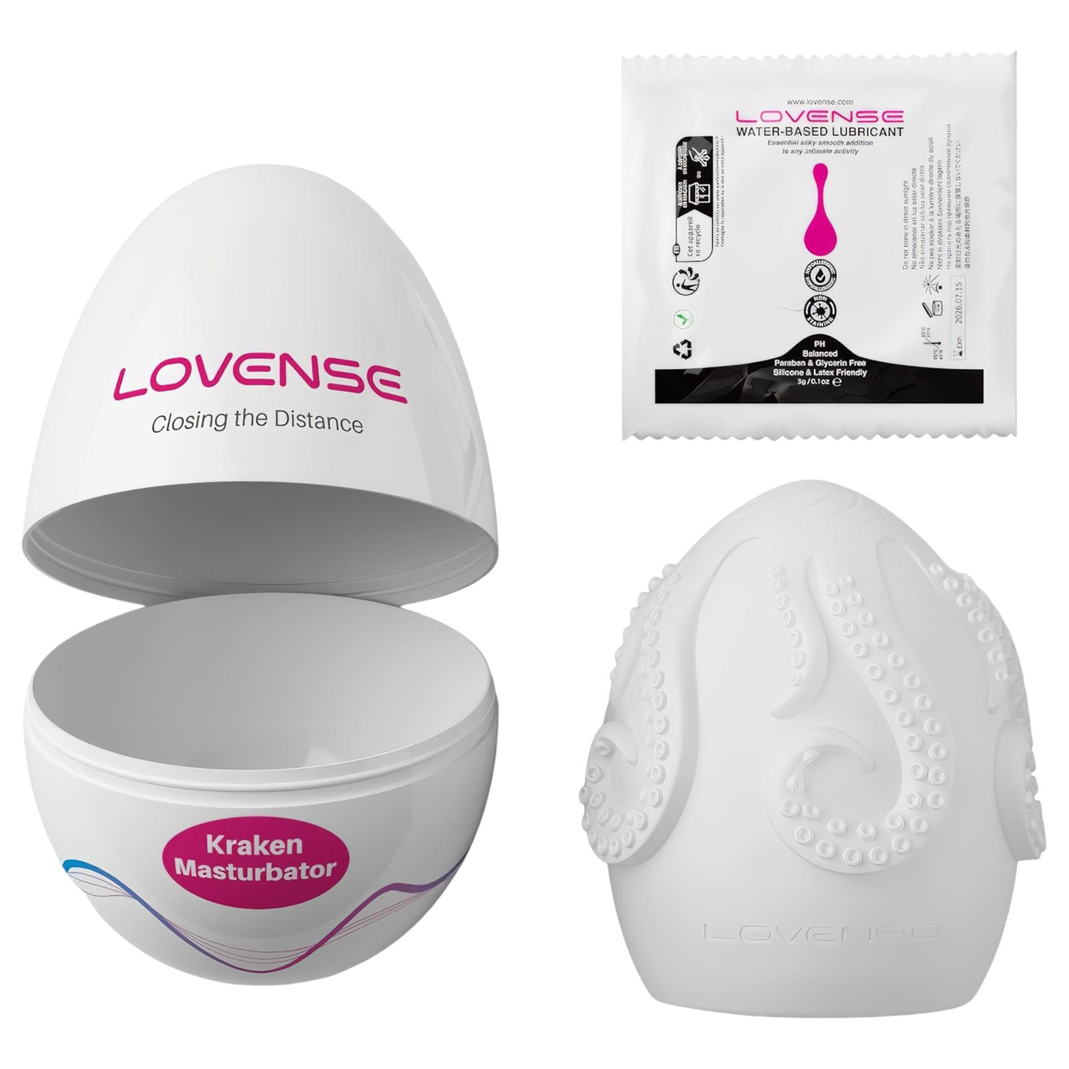 LOVENSE Kraken - masturbačné vajíčko - 1 ks (biele)