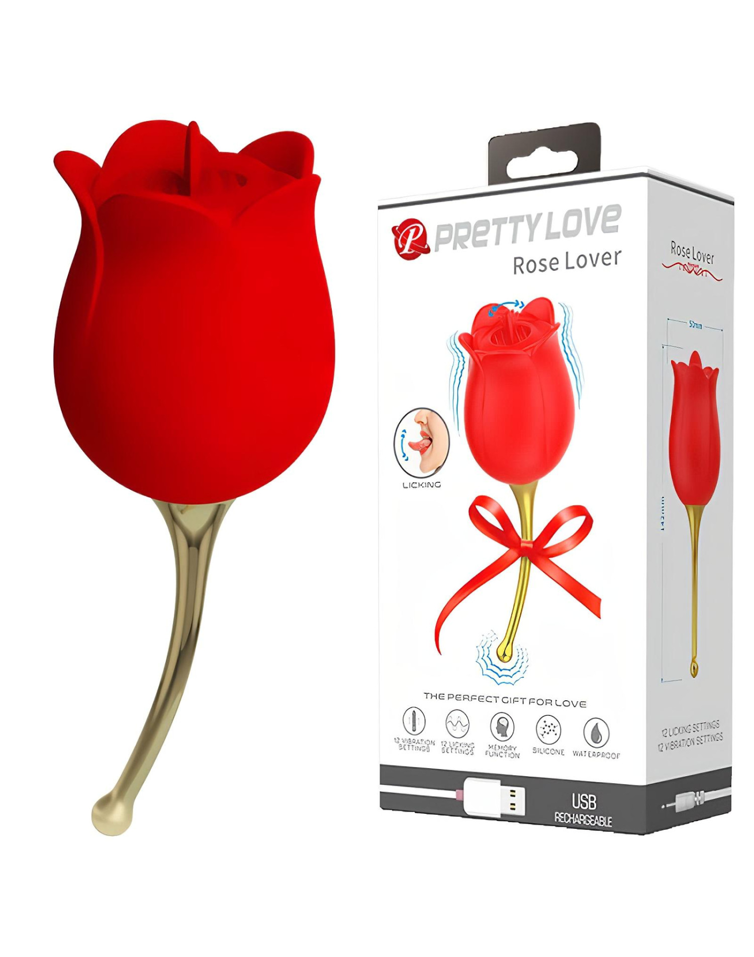 Pretty Love - vibrátor na klitoris s jazykom 2v1 - červený