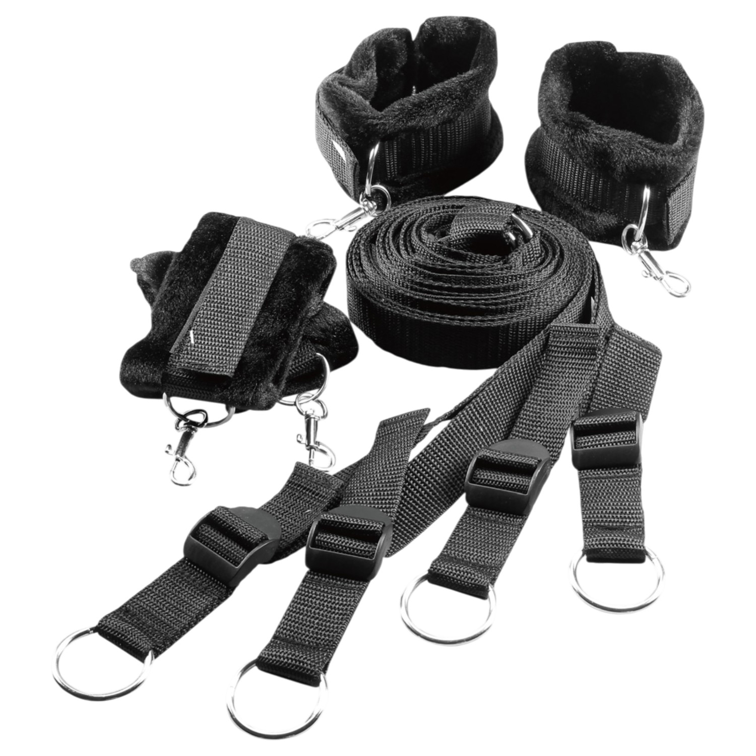 Dreamtoys Blaze - posteľný fixačný bondage set (čierny)