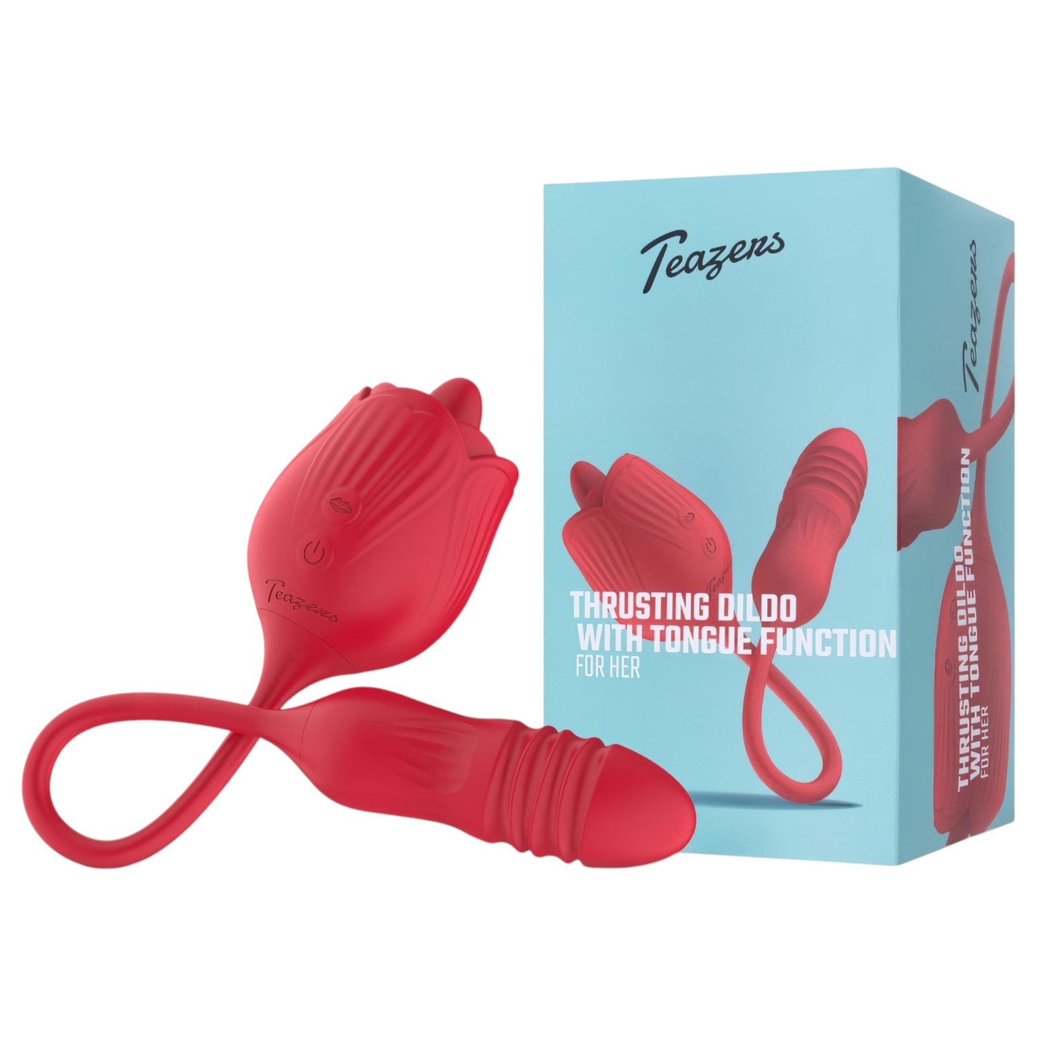 Teazers Rose - vibračný stimulátor s jazyčkovým klitorálnym dráždičom (červený)